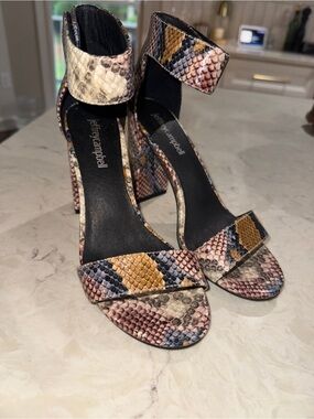 Jeffrey Campbell Multicolor Snake-Print Block Heel Sandals